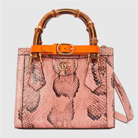 Gucci Diana small python tote bag in pastel pink 